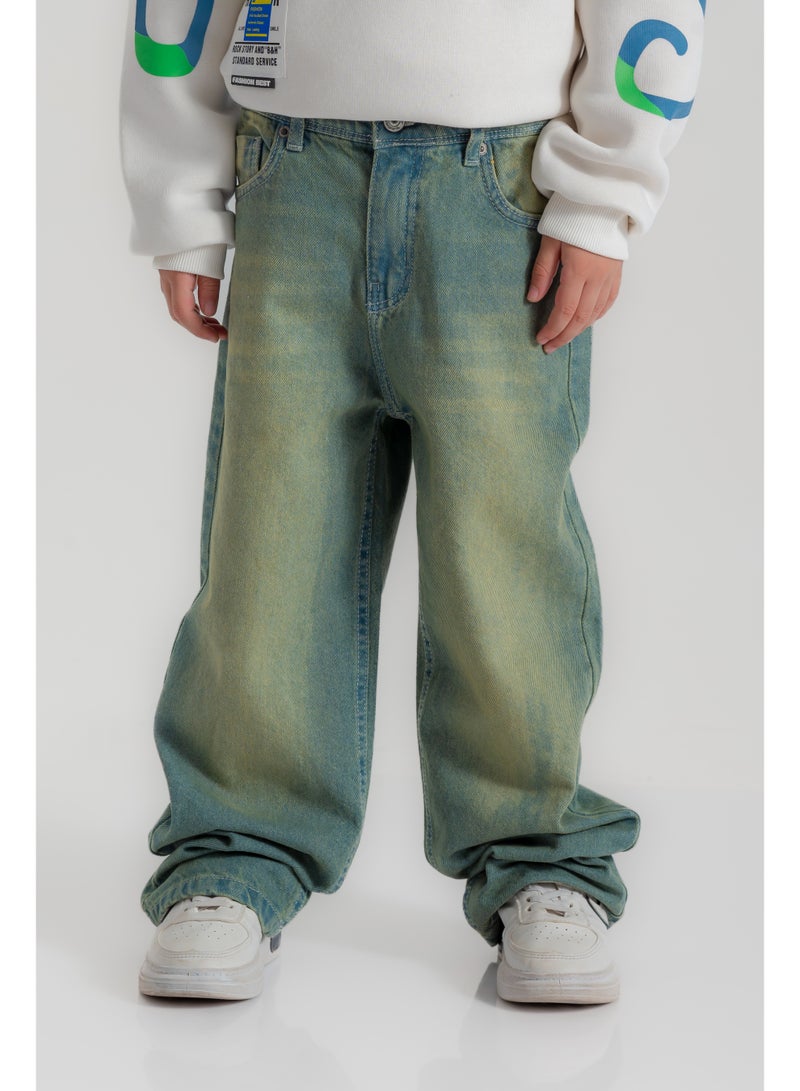 سي إن جينز وير كيدز بنطلون أولادي واسع سادة - Image 1